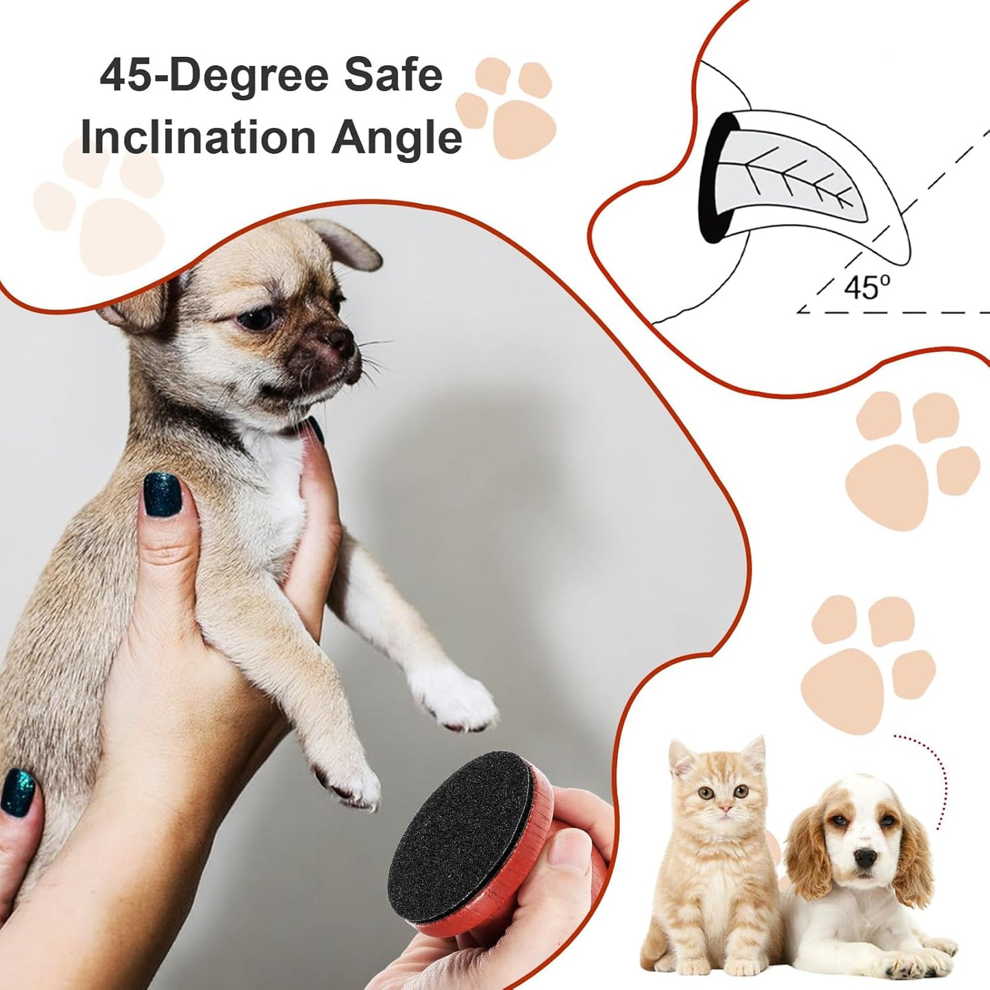 Dog Nail File with 6Pcs Replaceable Filing Disc, Dog Scratch Board for Safe and Easy Nail Care, Dogs Nails Scratch Board Ensures Smooth and Healthy Nails for Dogs and Cats