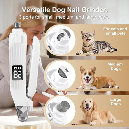 Dog Nail Clippers with Light, 2-In-1 Dog and Cat Nail Clipper with Grinder, Quiet Pet Nail Trimmer for Small Medium Large Dogs and Cats, USB Rechargeable